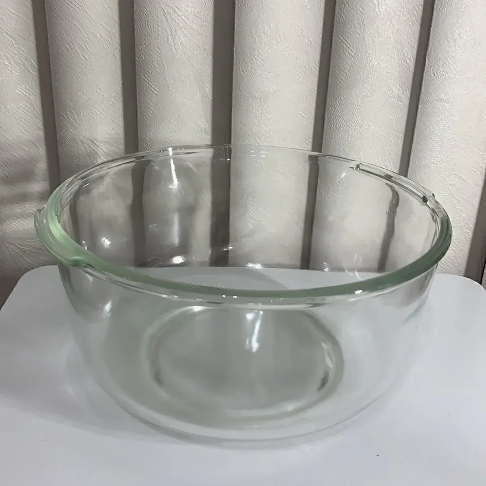 Bowl 1 Gallon Heavy Durable Vintage Clear Glass 2 Handle Pour Spout Mixing Bowl